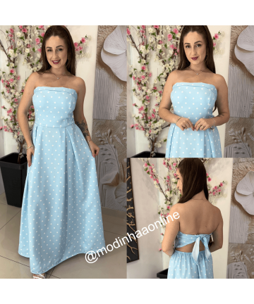 Vestido Karine Poá Azul